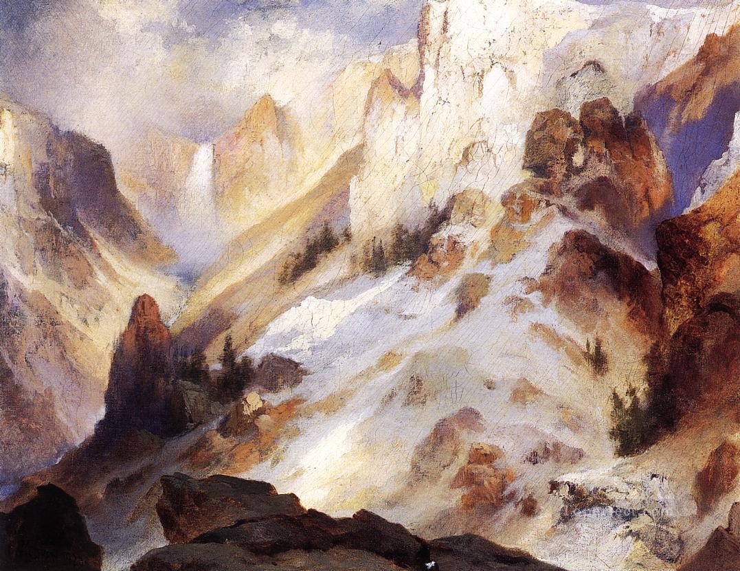 Yellowstone Canyon landscape Thomas Moran mountains Oil Paintings